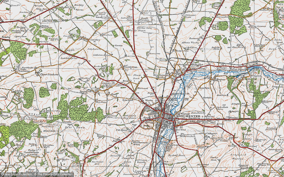 Old Map of Harestock, 1919 in 1919