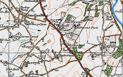 Old map of Harewood End in 1919