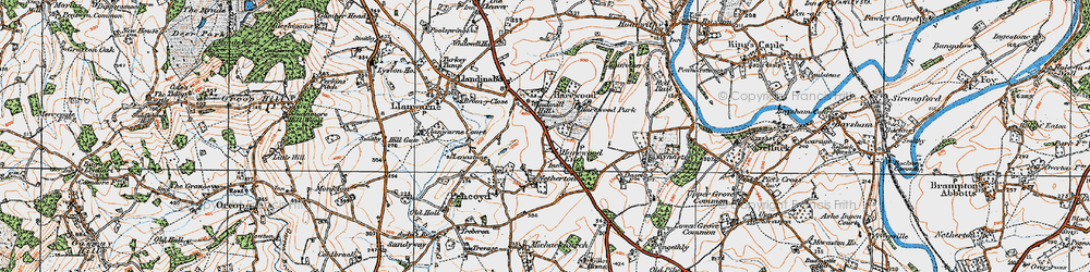 Old map of Harewood End in 1919
