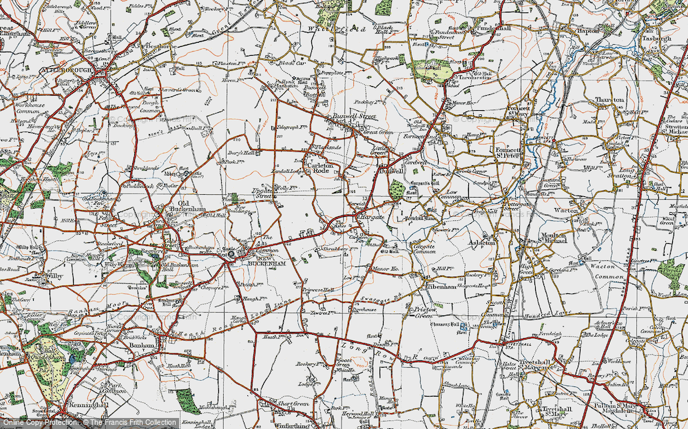 Old Map of Historic Map covering Norwich Gap in 1921
