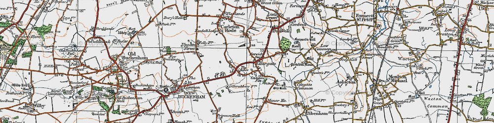 Old map of Hargate in 1921