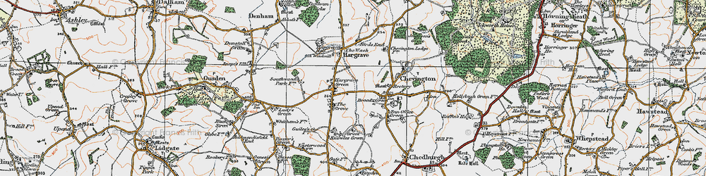 Old map of Hargrave in 1921