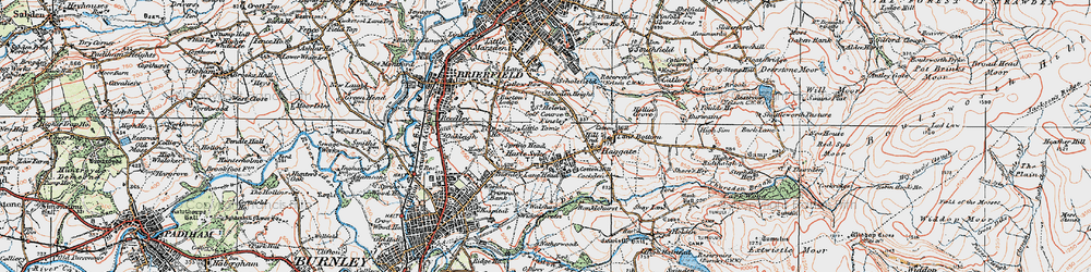 Old map of Harle Syke in 1924