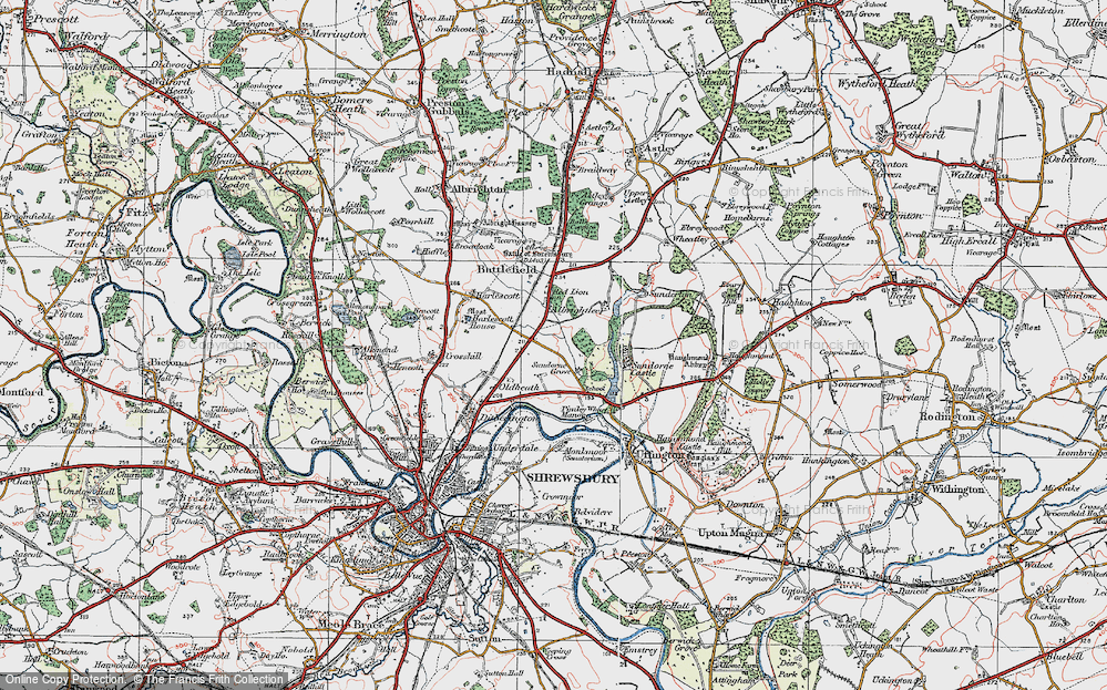 Old Map of Harlescott, 1921 in 1921