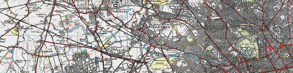 Old map of Harlesden in 1920