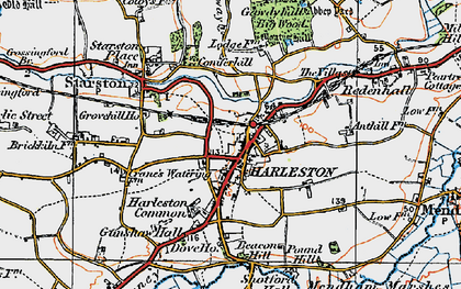 Old map of Harleston in 1921