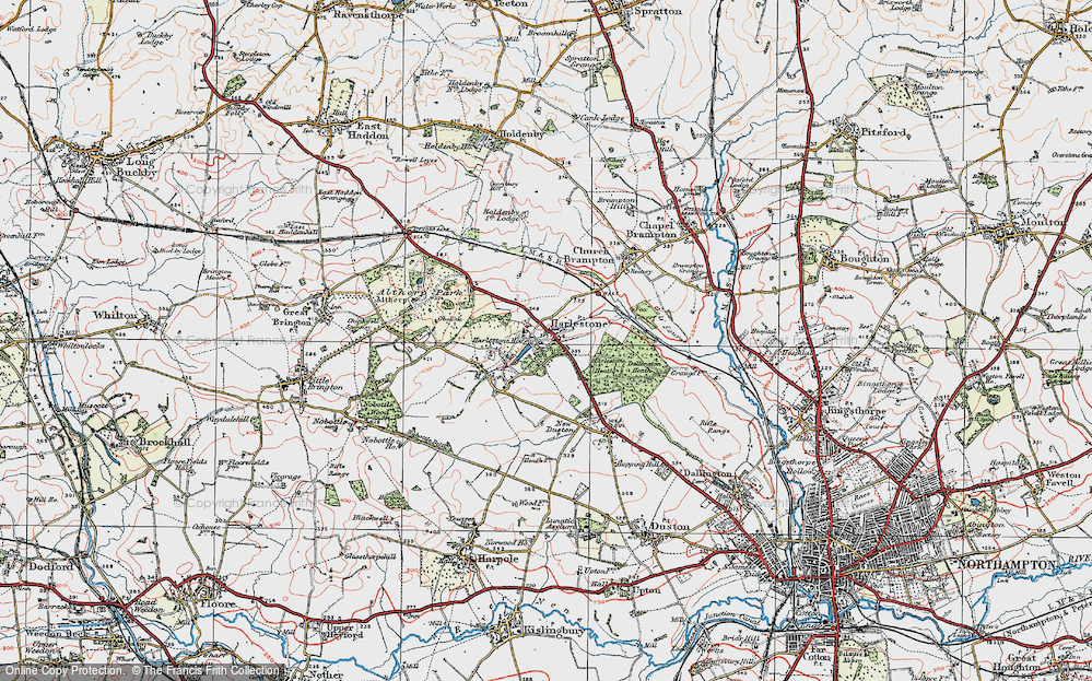Old Map of Harlestone, 1919 in 1919