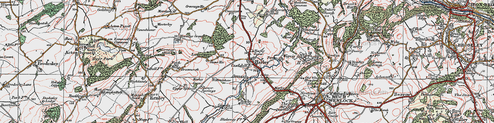 Old map of Harley in 1921