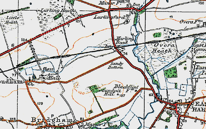 Old map of Harling Road in 1920