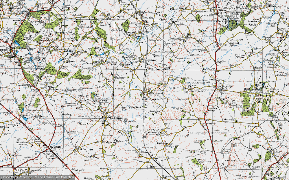 Old Map of Harlington, 1919 in 1919