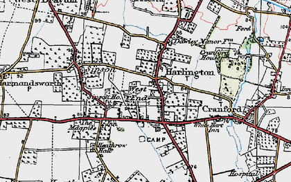 Old map of Harlington in 1920