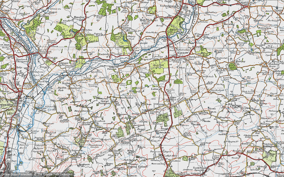 Old Map of Harlow, 1919 in 1919