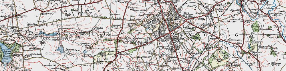 Old map of Harlow Hill in 1925