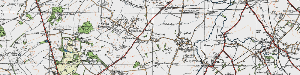 Old map of Harlton in 1920