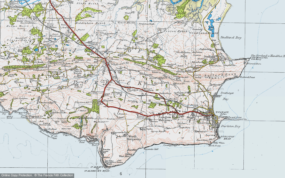 Old Map of Harman's Cross, 1919 in 1919