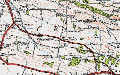 Old map of Harman's Cross in 1919
