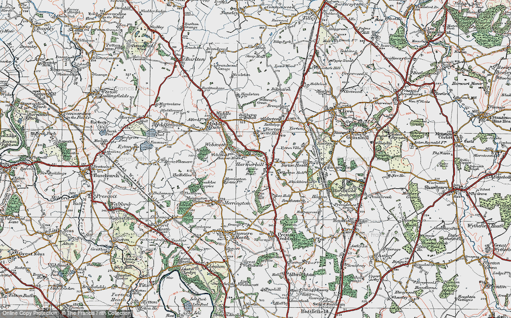 Old Map of Historic Map covering Lea Hall in 1921