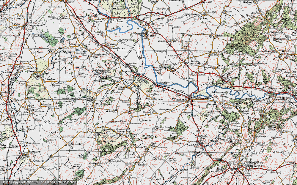 Old Map of Harnage, 1921 in 1921