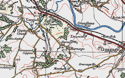 Old map of Harnage in 1921