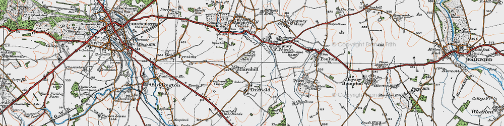 Old map of Harnhill in 1919