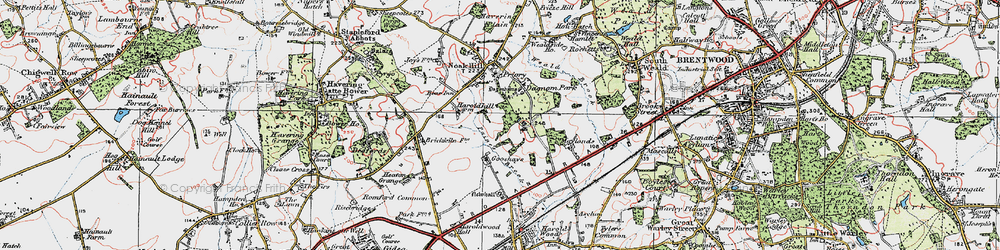 Old map of Harold Hill in 1920