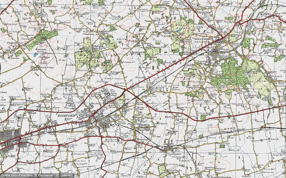 Old Map of Harold Wood, 1920 in 1920