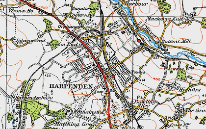 Old map of Harpenden in 1920