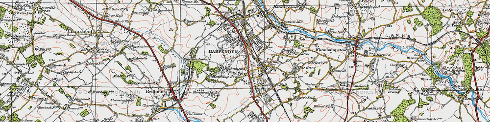 Old map of Harpenden Common in 1920