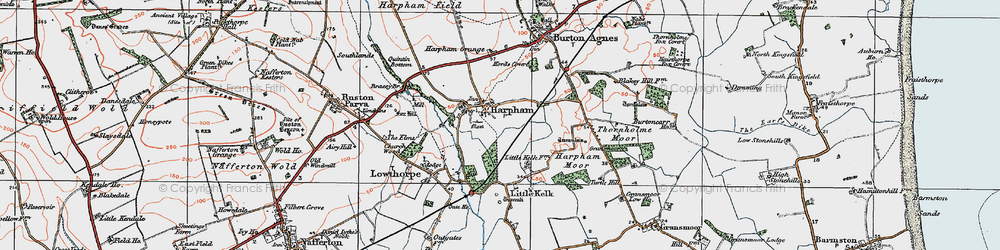 Old map of Little Kelk in 1924