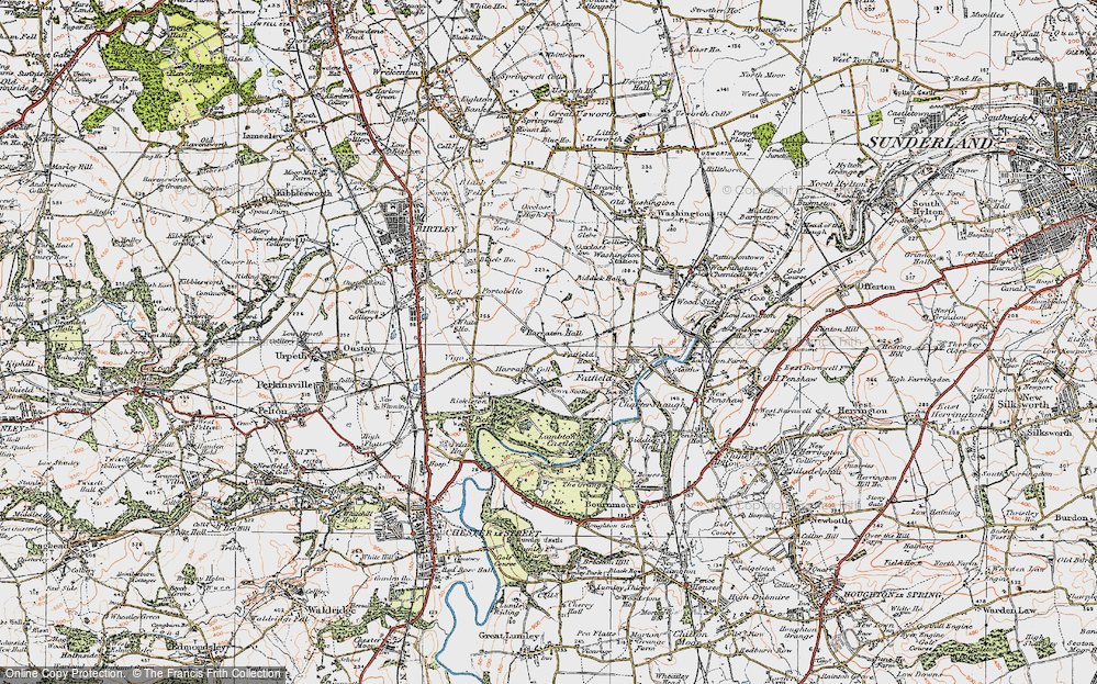 Old Map of Harraton, 1925 in 1925
