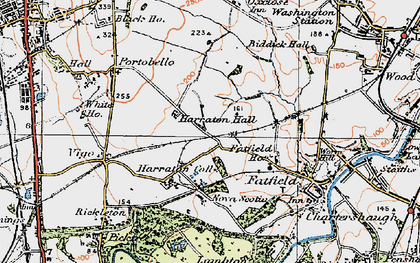Old map of Harraton in 1925