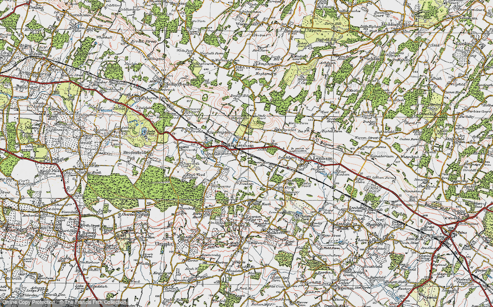 Old Map of Harrietsham, 1921 in 1921