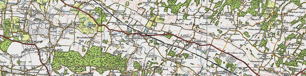 Old map of Harrietsham in 1921
