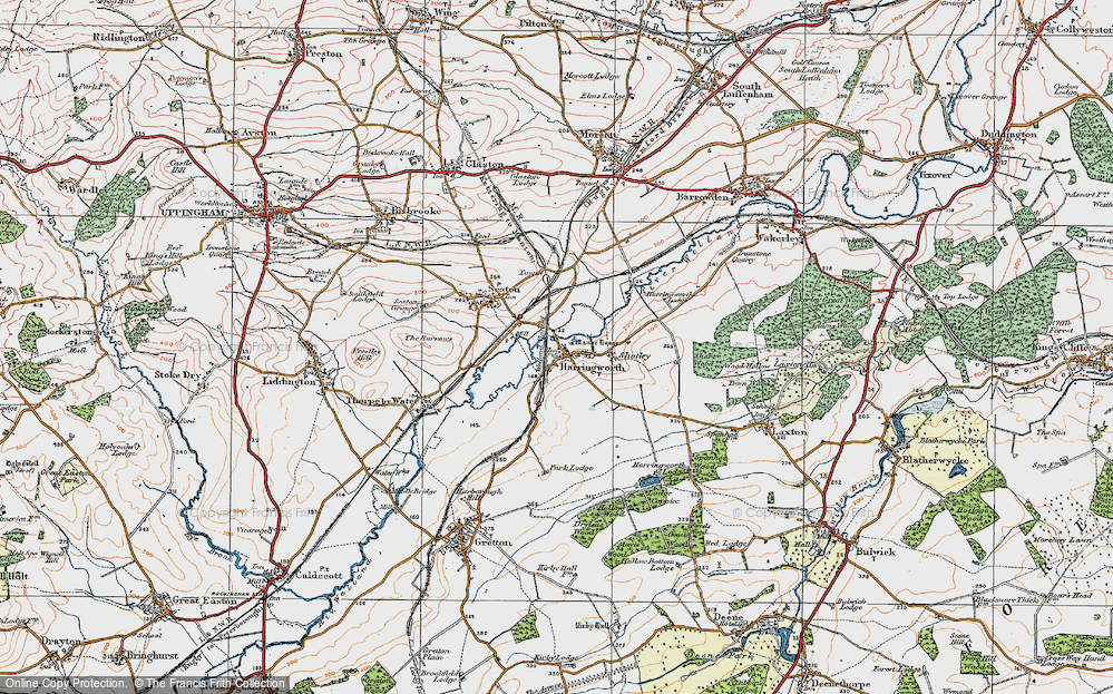 Old Map of Harringworth, 1922 in 1922