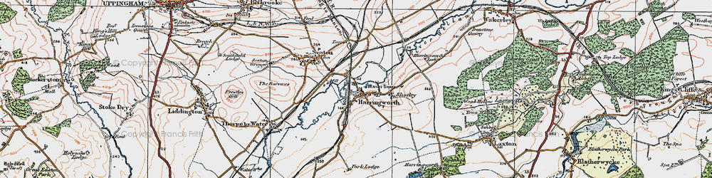 Old map of Harringworth in 1922