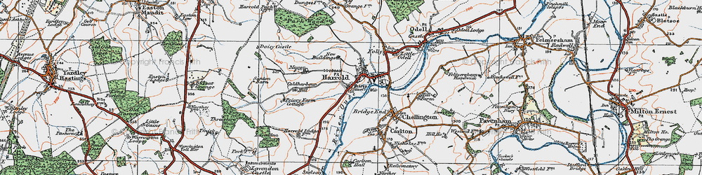 Old map of Harrold in 1919