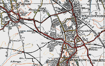 Old map of Harrow in 1920