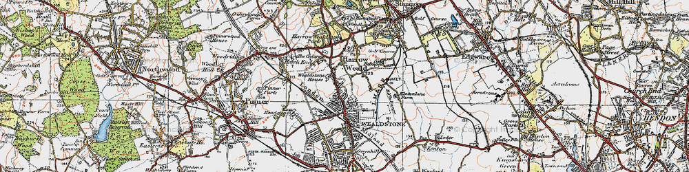 Old map of Harrow Weald in 1920