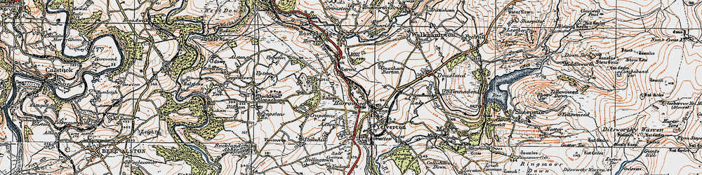Old map of Harrowbeer in 1919