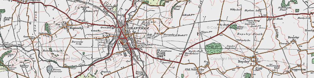 Old map of Harrowby in 1922