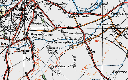 Old map of Harrowden in 1919