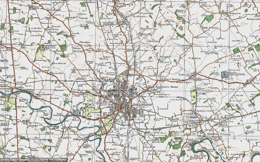Old Map of Historic Map covering Darlington in 1925