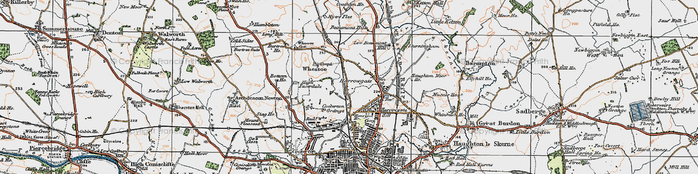 Old map of Harrowgate Village in 1925