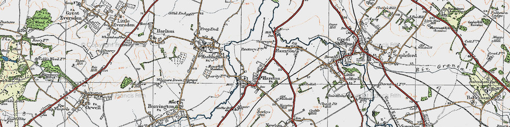 Old map of Harston in 1920