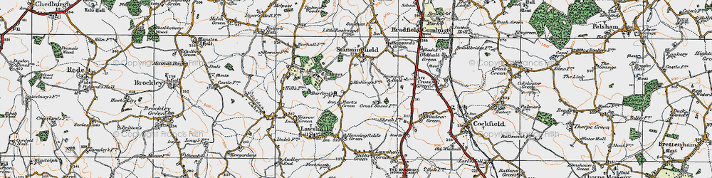 Old map of Hart's Green in 1921