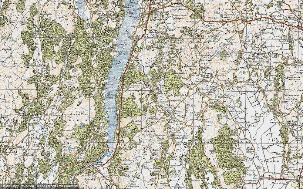 Old Map of Historic Map covering Bryan Beck in 1925