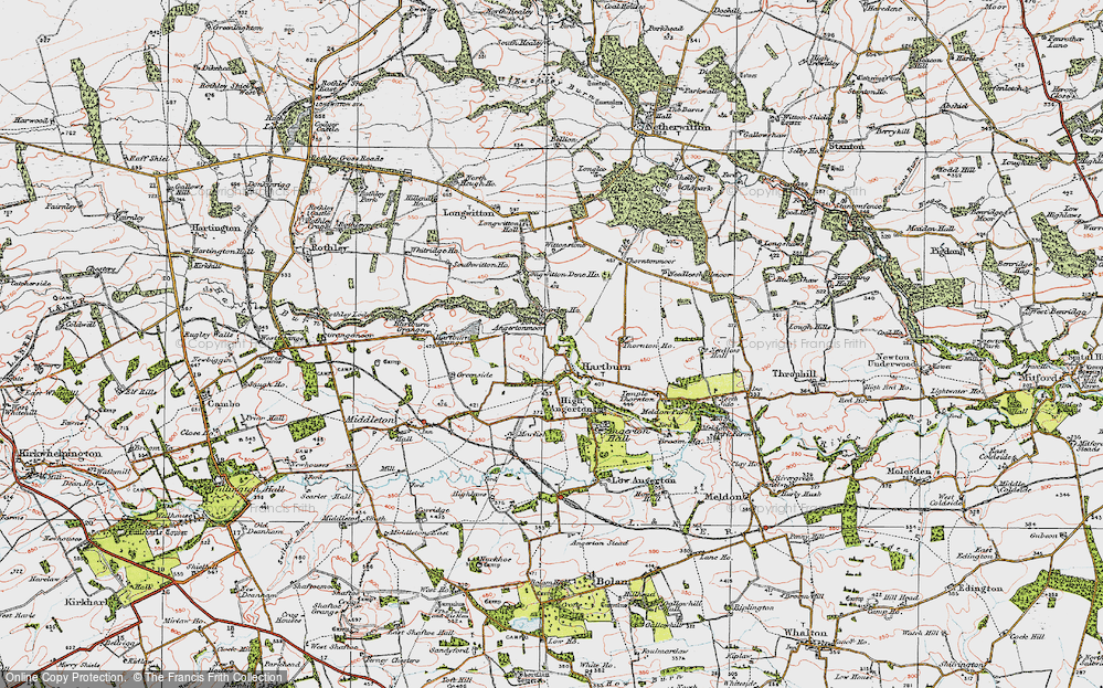 Old Map of Hartburn, 1925 in 1925