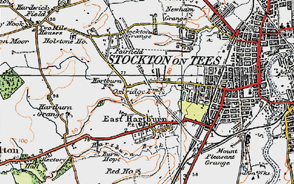 Old map of Hartburn in 1925