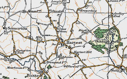 Old map of Hartest in 1921