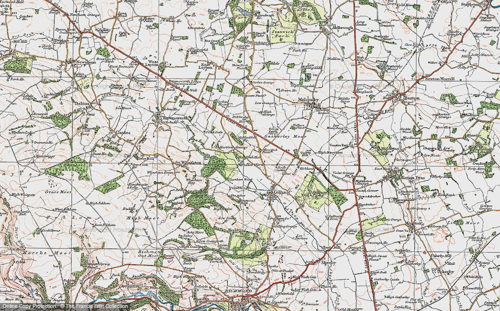 Old Map of Hartforth, 1925 in 1925
